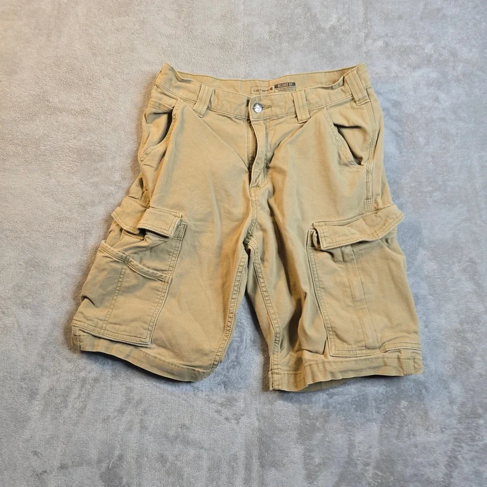 Carhartt Cargo Shorts Mens 31 Tan Rugged Flex Canvas Workwear Gorpcore Outdoor